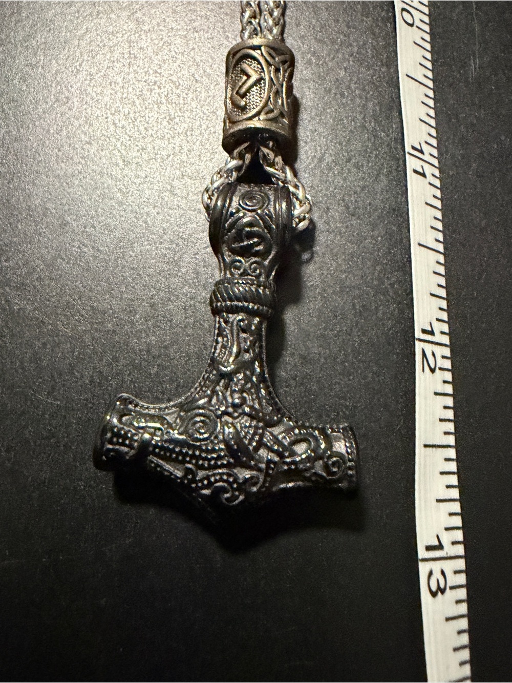 Men's Silver-Tone Viking Mjolnir Hammer Pendant Necklace